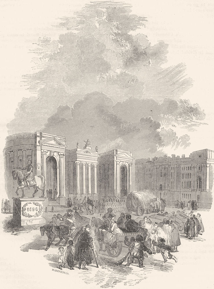 IRELAND. Bank and Trinity College, Dublin 1850 old antique print picture